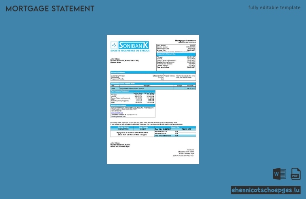 Beispielvorschau eines Hypothekenauszugs der Niger Sonibank (Word- und PDF-Format)